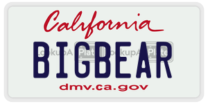 BIGBEAR license plate in California