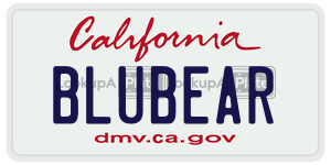BLUBEAR license plate in California