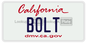 BOLT license plate in California