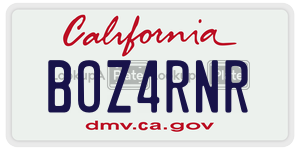 BOZ4RNR license plate in California