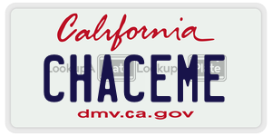CHACEME license plate in California