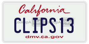 CLIPS13 license plate in California