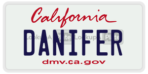 DANIFER license plate in California