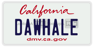 DAWHALE license plate in California