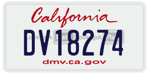 DV18274 license plate in California