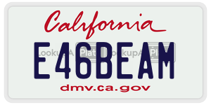 E46BEAM license plate in California