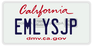 EMLYSJP license plate in California
