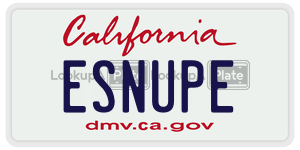 ESNUPE license plate in California