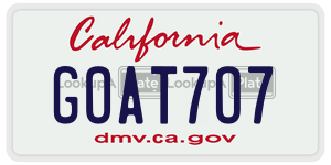 GOAT7O7 license plate in California