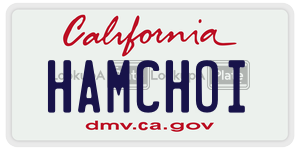 HAMCHOI license plate in California