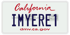 IMYERE1 license plate in California