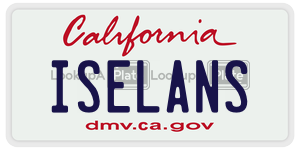 ISELANS  license plate in CA