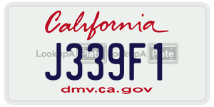 J339F1 license plate in California