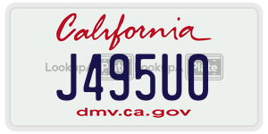 J495U0 license plate in California