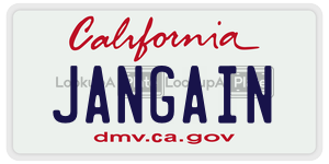 JANGAIN license plate in California
