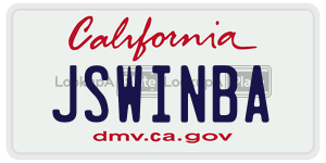 JSWINBA license plate in California