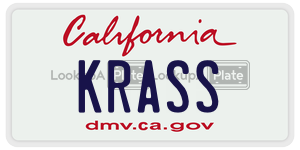 KRASS license plate in California