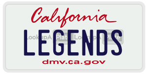 LEGENDS license plate in California
