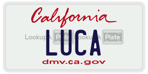 LUCA  license plate in CA