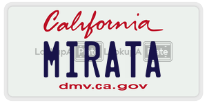 MIRATA  license plate in CA
