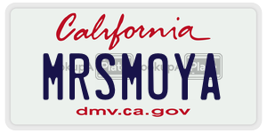 MRSMOYA license plate in California