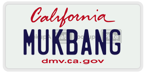 MUKBANG license plate in California