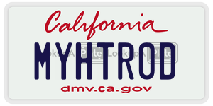 MYHTROD license plate in California