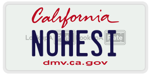 NOHESI license plate in California