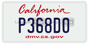 P368D0 license plate in California
