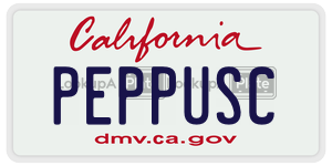 PEPPUSC license plate in California
