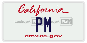 PM license plate in California