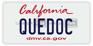 QUEDOC  license plate in CA