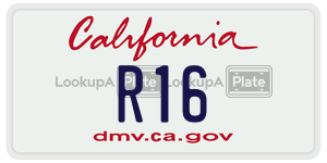 R16 license plate in California