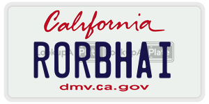 RORBHAI license plate in California