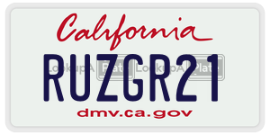 RUZGR21  license plate in CA