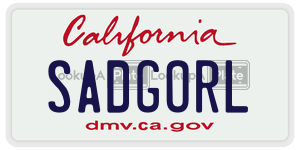 SADGORL license plate in California