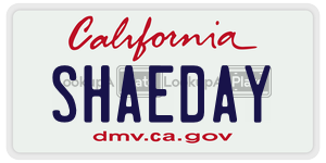 SHAEDAY license plate in California
