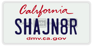SHAJN8R license plate in California