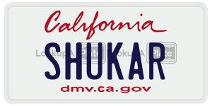 SHUKAR license plate in California