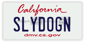 SLYDOGN license plate in California