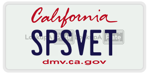 SPSVET license plate in California