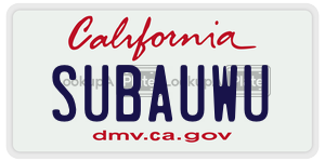 SUBAUWU license plate in California
