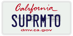 SUPRMTO license plate in California
