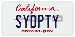 SYDPTY  license plate in CA