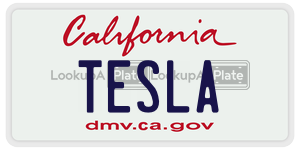 TESLA  license plate in CA