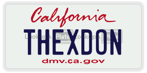 THEXDON license plate in California