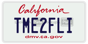 TME2FLI license plate in California