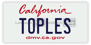 TOPLES license plate in California