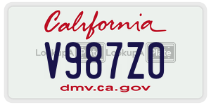 V987Z0  license plate in CA