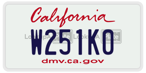 W251K0 license plate in California